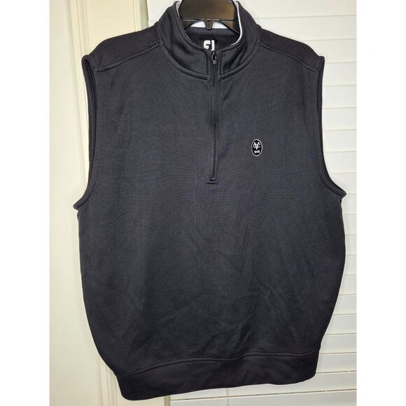 FootJoy Vest Mens L FJ Half-Zip Golf Black Embroidered Logo Lightweight Comfort - Picture 1 of 6